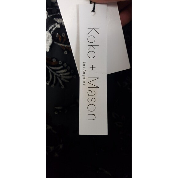 Koko + Mason Floral Blouse M Black Velvet Burnout WhimsiGoth Dark Fairy Witchy - Picture 8 of 13